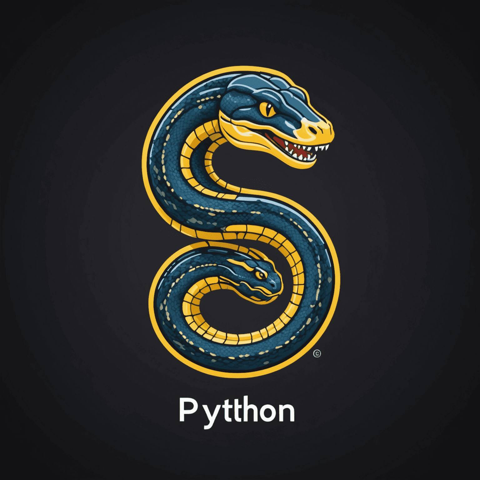 Иллюстрация, показывающая логотип Python на темном фоне с кодом на заднем плане